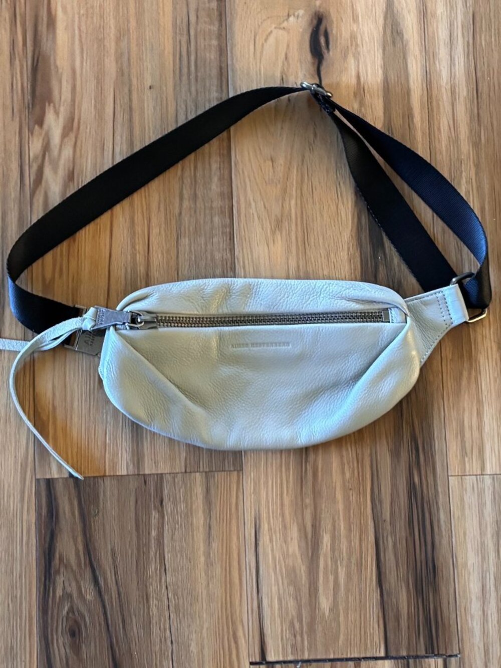 Aimee Kestenberg Cream Leather Belt Bag with Black Strap